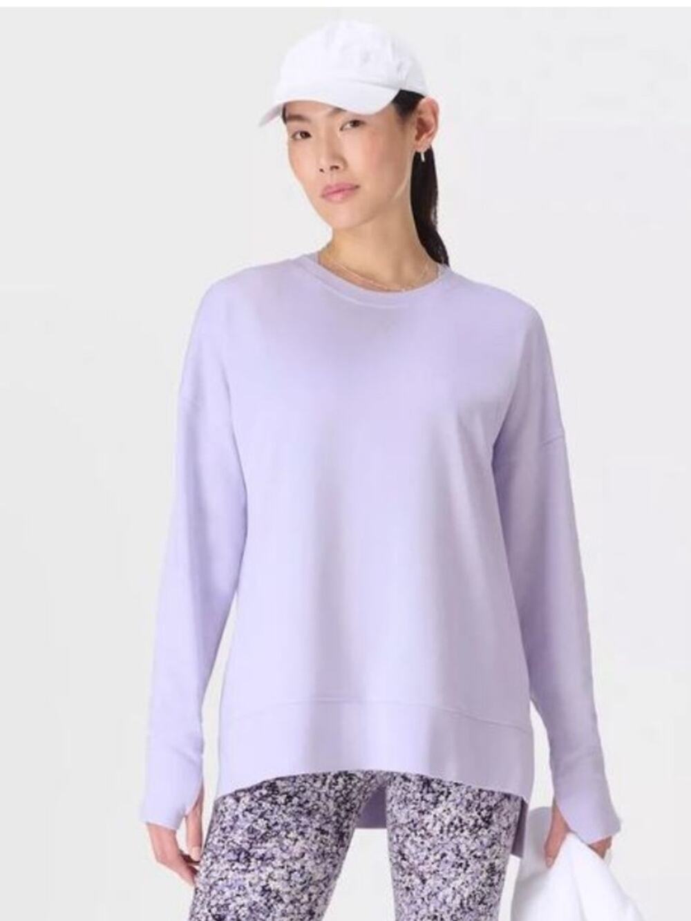 Sweaty Betty Pastel Lavender After Class Longline Sweatshirt Size 8
